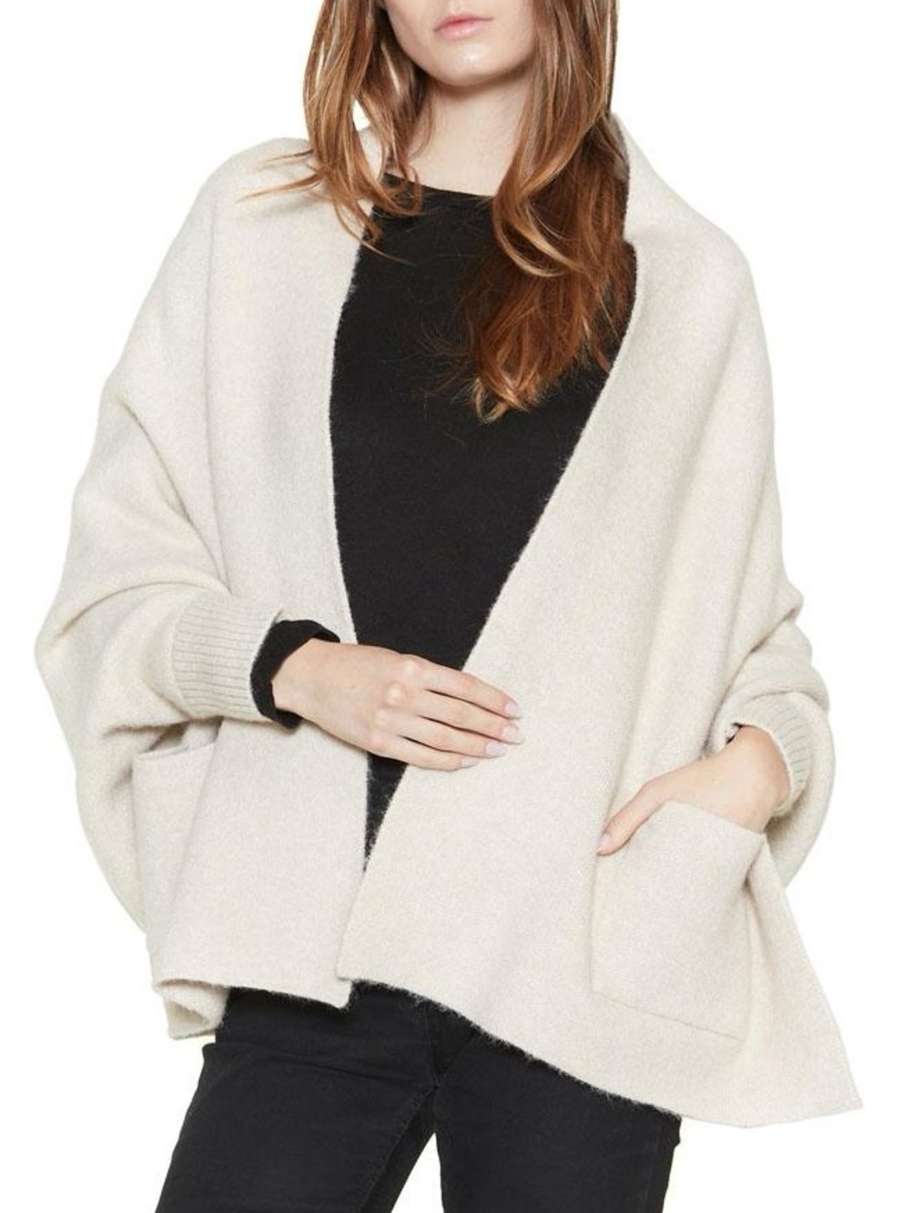 Look by M New York Everyday Cape Cardigan Cream Shrug Cape Wrap Sweater Poncho